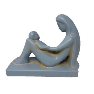 Vintage '87 Haeger Mother Child Statue‎ Figurine Sculpture Blue